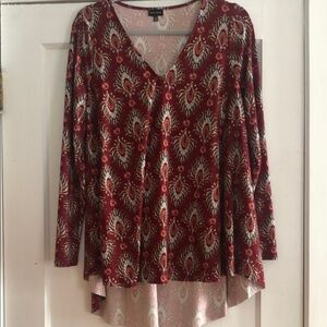 Women's Cranberry Color Paisley Tunic Top